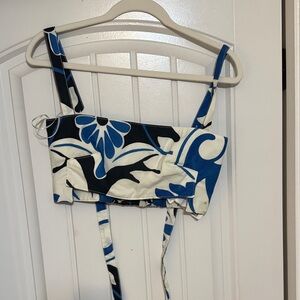 Blue and White Floral Crop Top